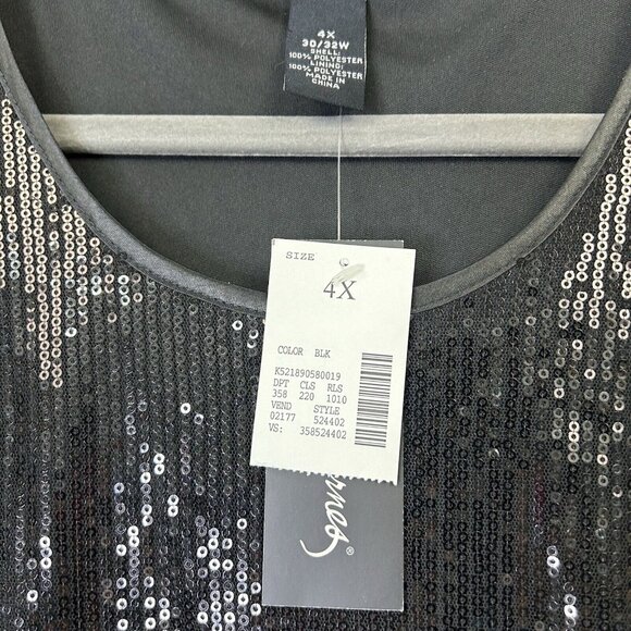 NEW Maggie Barnes Black Sequin Top Womens Size 4X Dressy Party - Picture 5 of 9